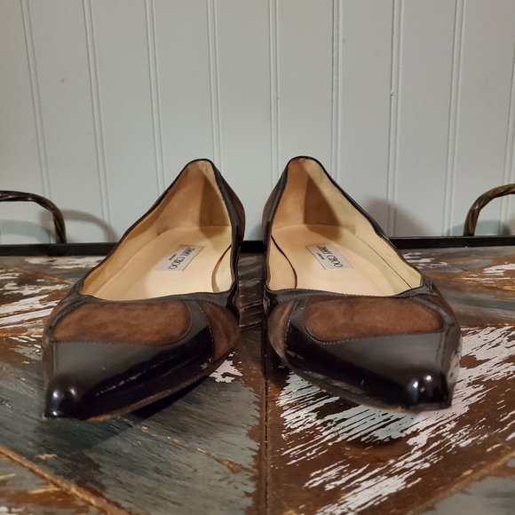 Jimmy Choo Y2k Romy Suede Point-Toe flats patent leather accents womens 10 - Picture 11 of 12